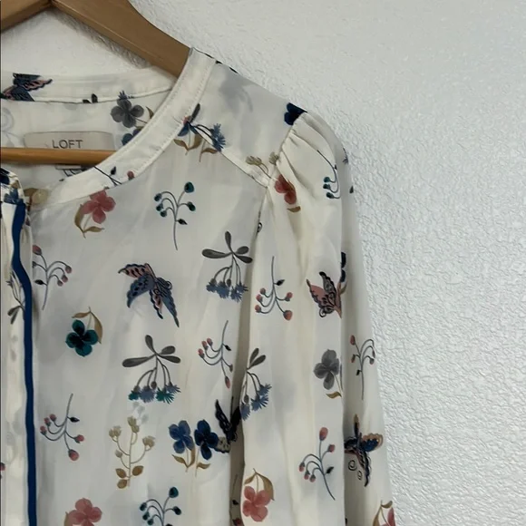 LOFT Floral Blouse - Cream with Multicolor Accents - Picture 4 of 7
